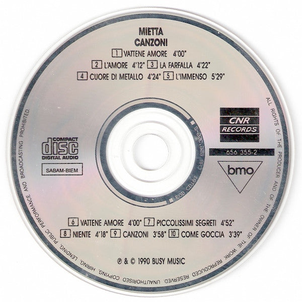 Mietta : Canzoni (CD, Album)