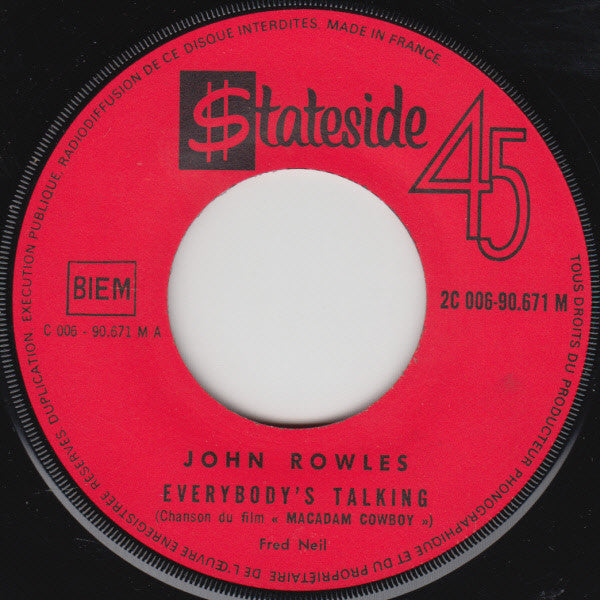 John Rowles : Everybody's Talking (7", Single)