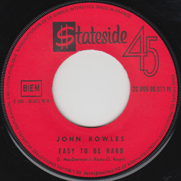 John Rowles : Everybody's Talking (7", Single)