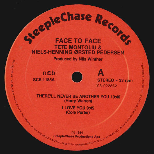 Tete Montoliu / Niels-Henning Ørsted Pedersen : Face To Face (LP, Album)