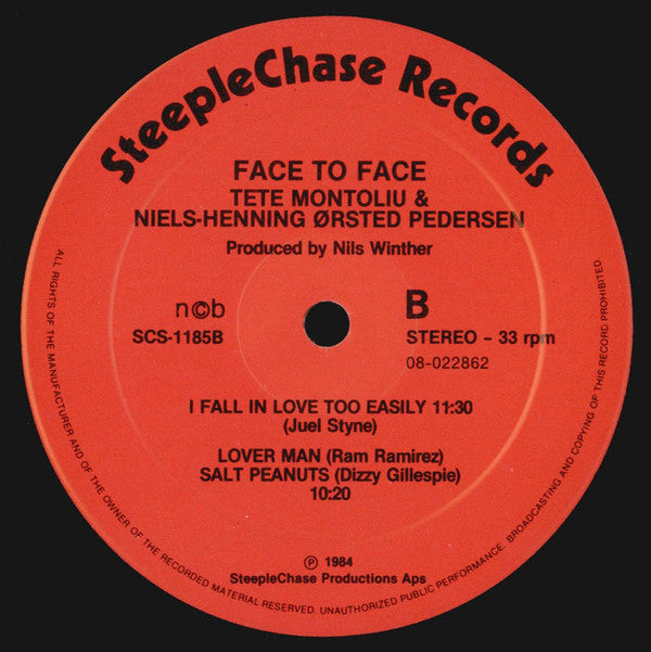 Tete Montoliu / Niels-Henning Ørsted Pedersen : Face To Face (LP, Album)