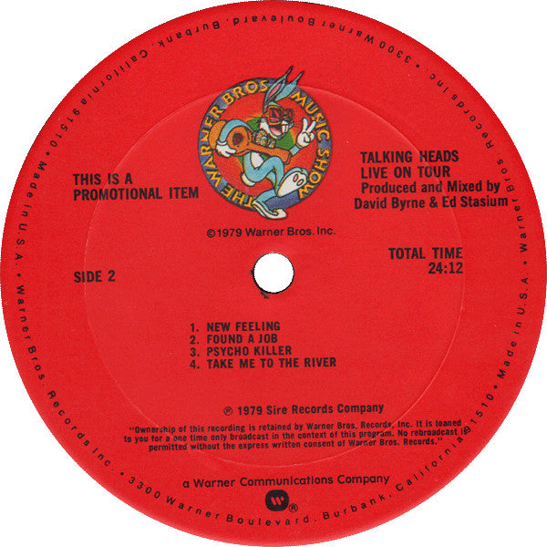 Talking Heads : Live On Tour (LP, Promo, RE, Transcription)