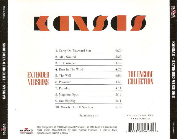 Kansas (2) : Extended Versions: The Encore Collection (CD, Comp)