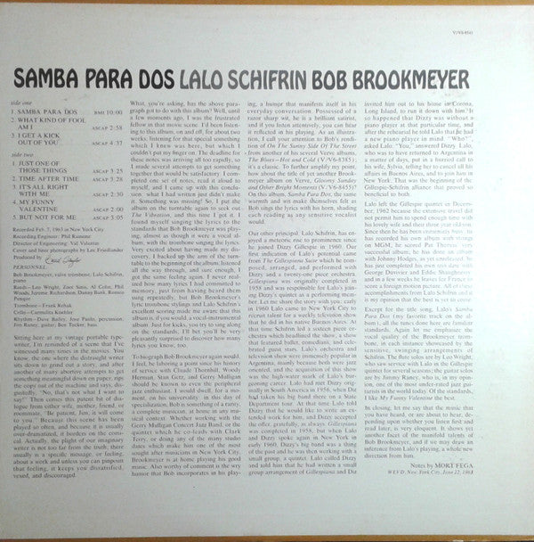 Lalo Schifrin / Bob Brookmeyer : Samba Para Dos (LP, Album, Mono)