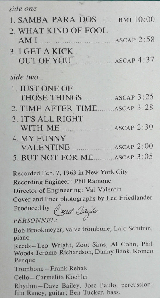 Lalo Schifrin / Bob Brookmeyer : Samba Para Dos (LP, Album, Mono)