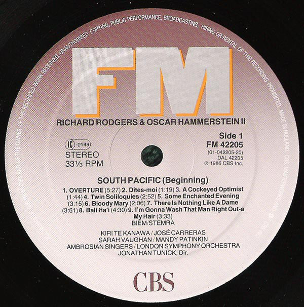 Kiri Te Kanawa / José Carreras / Sarah Vaughan / Mandy Patinkin : South Pacific (LP,  GA)