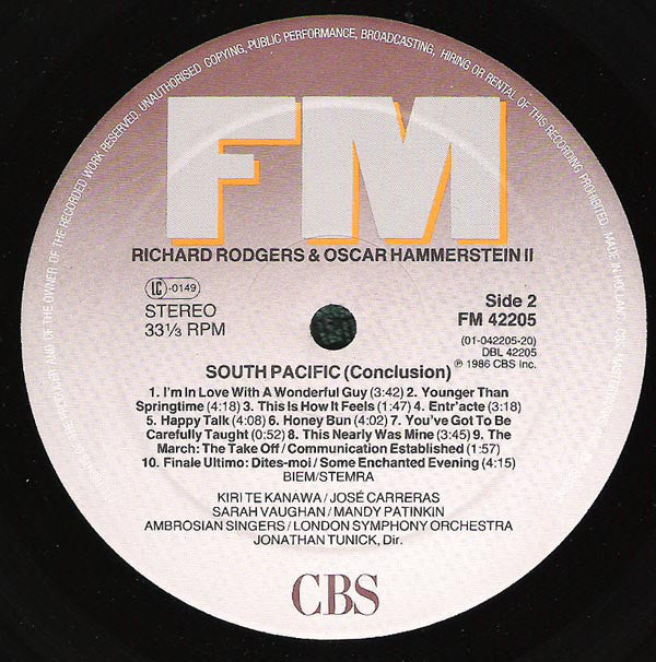 Kiri Te Kanawa / José Carreras / Sarah Vaughan / Mandy Patinkin : South Pacific (LP,  GA)