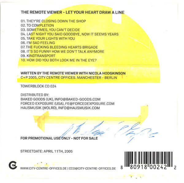 The Remote Viewer : Let Your Heart Draw A Line (CD, Album, Promo)
