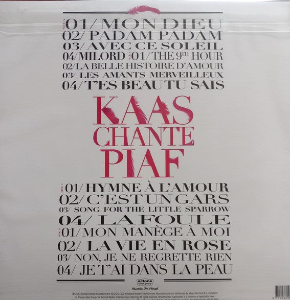 Patricia Kaas : Kaas Chante Piaf (LP, Ltd, Num, Pin)