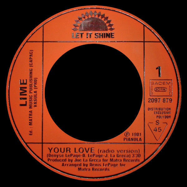 Lime (2) : Your Love (7", Single)