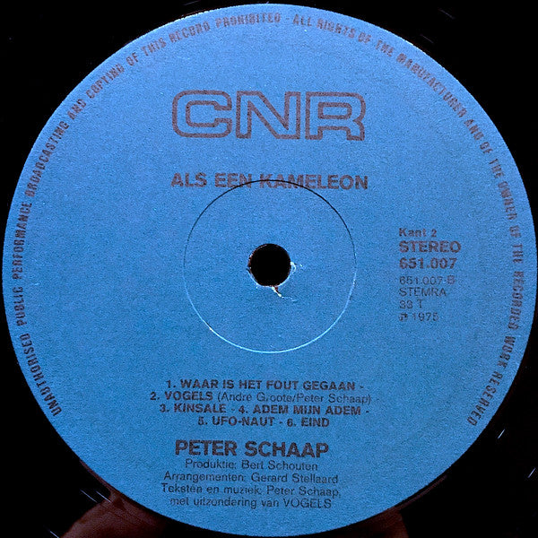 Peter Schaap : Als Een Kameleon (LP, Album)