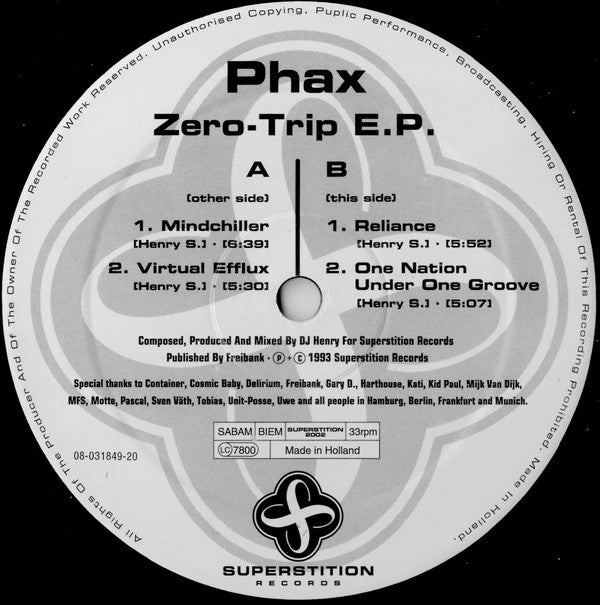 Phax : Zero-Trips E.P. (12", EP)