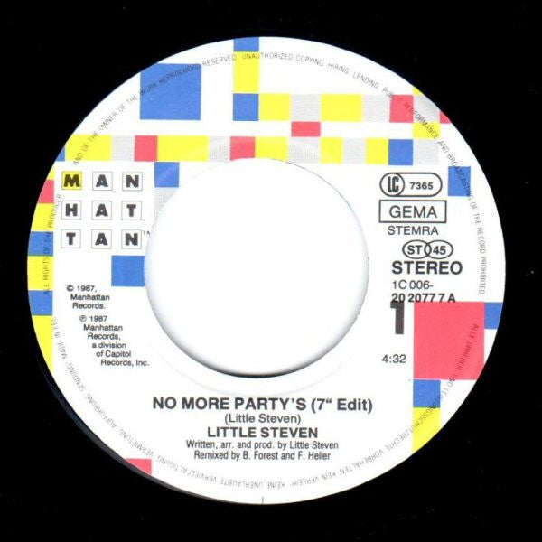Little Steven : No More Party's (7", Single)