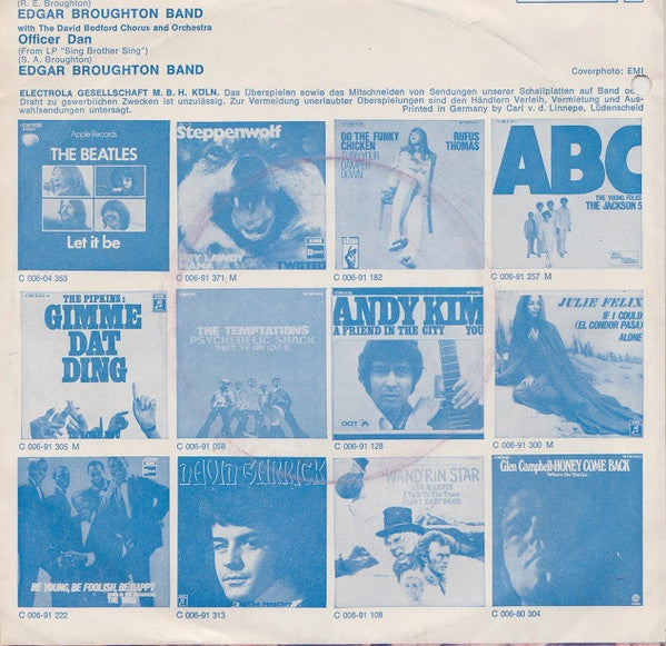 The Edgar Broughton Band : Up Yours / Officer Dan (7", Single)