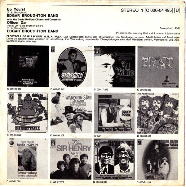 The Edgar Broughton Band : Up Yours / Officer Dan (7", Single)