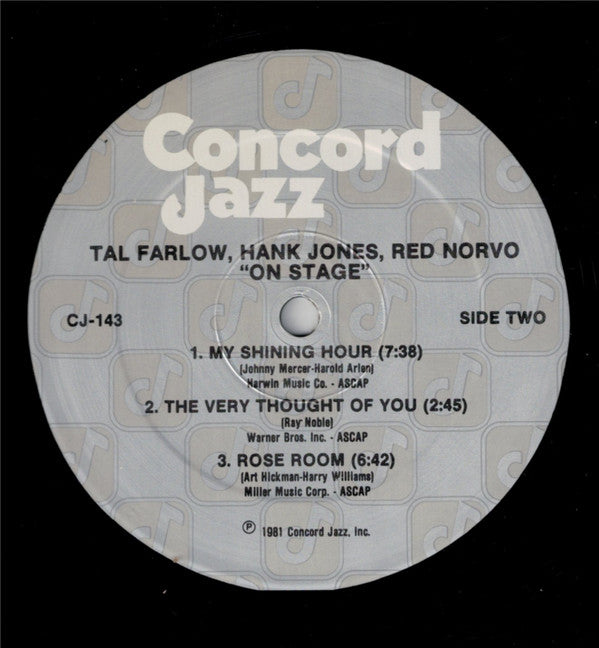 Tal Farlow, Hank Jones, Red Norvo, Ray Brown, Jake Hanna : On Stage (LP, Album)
