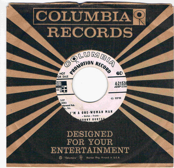 Johnny Horton : I'm A One-Woman Man / I Don't Like I Did (7", Single, Promo)