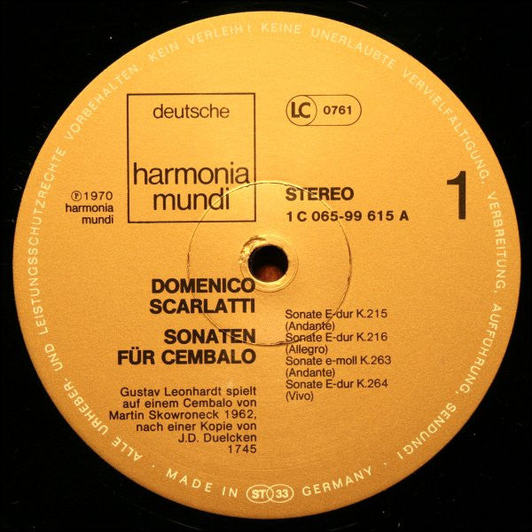 Domenico Scarlatti - Gustav Leonhardt : Sonaten Für Cembalo (LP, Album, RE)