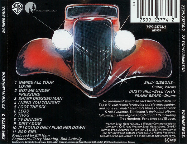 ZZ Top : Eliminator (CD, Album, RE)