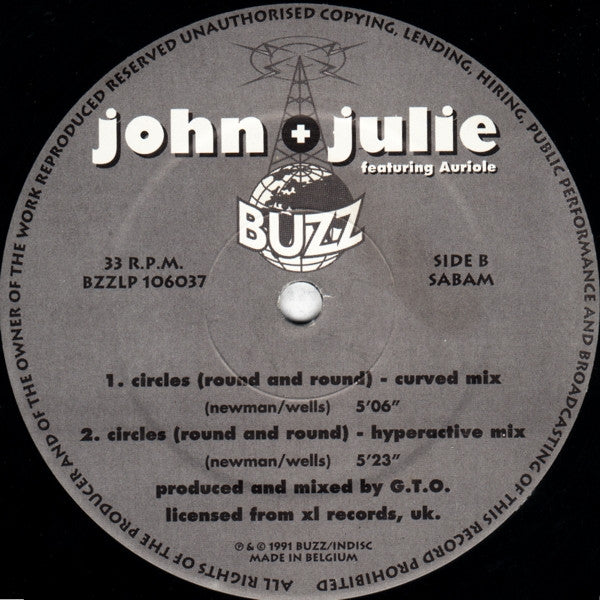 John + Julie Featuring Auriole : Circles (Round And Round) (12")