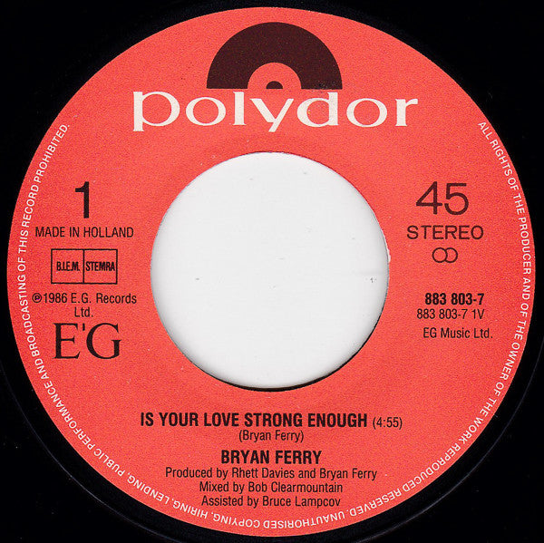 Bryan Ferry : ...Is Your Love Strong Enough? (7", Single)