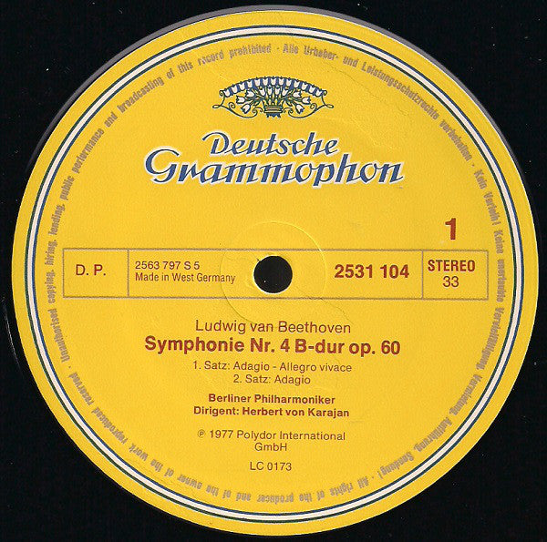 Ludwig van Beethoven - Berliner Philharmoniker ∙ Herbert von Karajan : Symphonie Nr. 4 (LP)