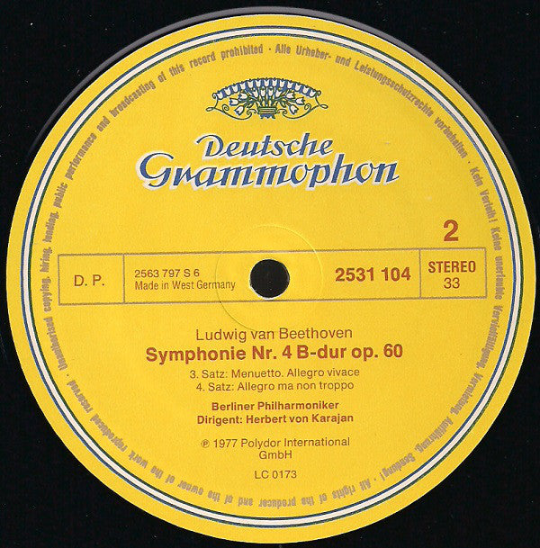 Ludwig van Beethoven - Berliner Philharmoniker ∙ Herbert von Karajan : Symphonie Nr. 4 (LP)