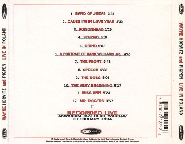 Wayne Horvitz And Pigpen (2) : Live In Poland (CD, Album)