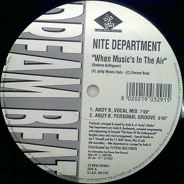 Night Department : When Music's In The Air (12")