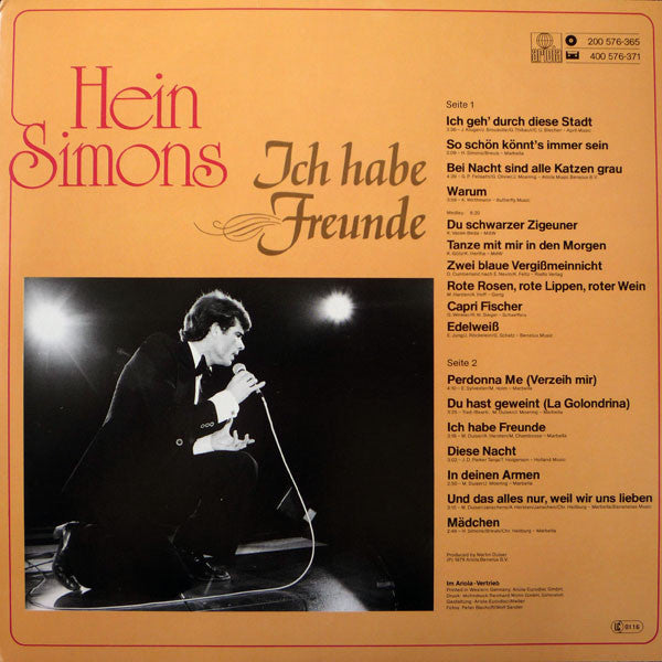 Hein Simons : Ich Habe Freunde (LP, Album)