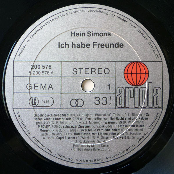 Hein Simons : Ich Habe Freunde (LP, Album)