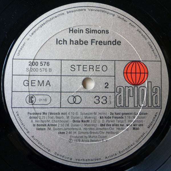 Hein Simons : Ich Habe Freunde (LP, Album)