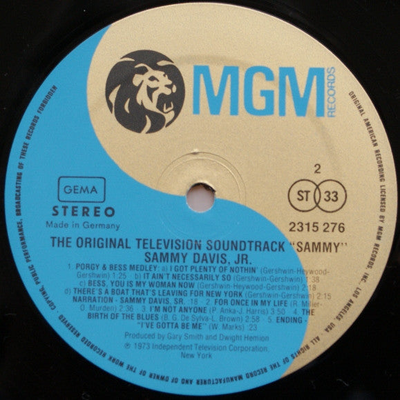 Sammy Davis Jr. : The Original Television Sound Track "Sammy" (LP, Album)