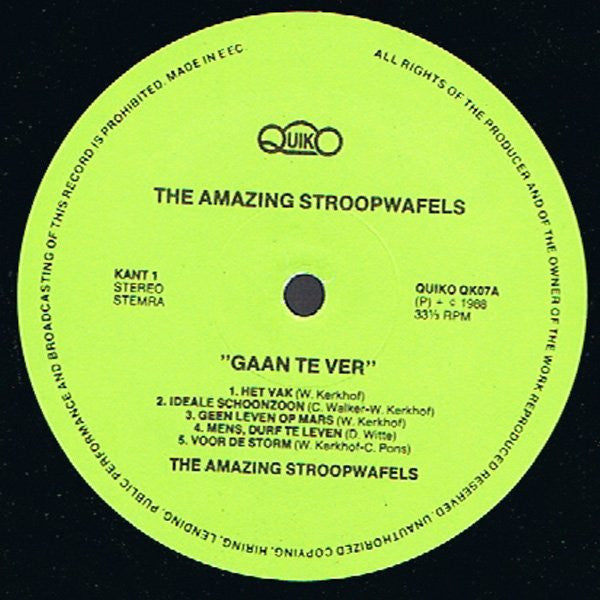 The Amazing Stroopwafels : Gaan Te Ver (LP, Album)