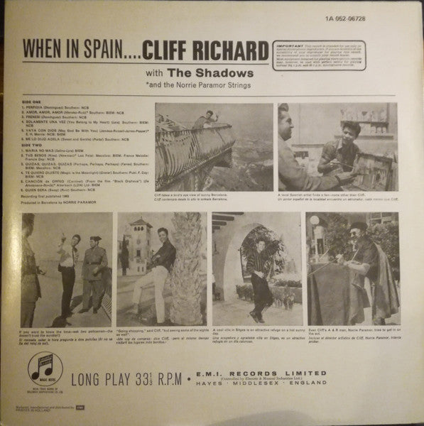 Cliff Richard & The Shadows & The Norrie Paramor Strings : When In Spain (LP, Album, RE)