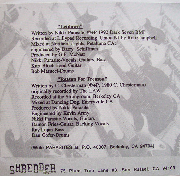 Parasites : Letdown / Reason For Treason (7", Single)