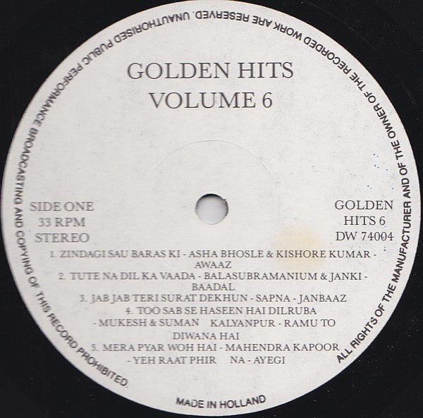 Various : Golden Hits Vol. 6 (LP, Comp)