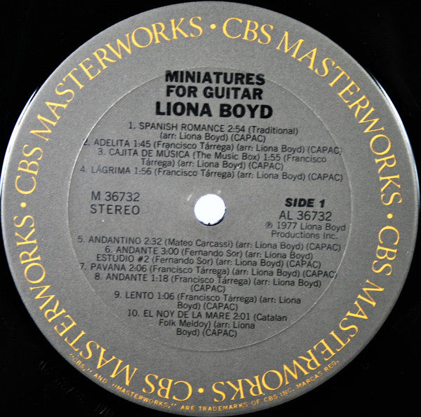 Liona Boyd : Miniatures For Guitar (LP)