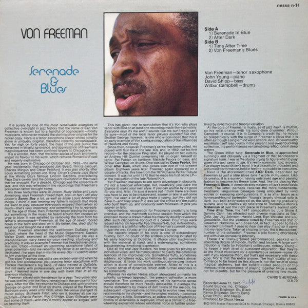 Von Freeman : Serenade & Blues (LP, Album)