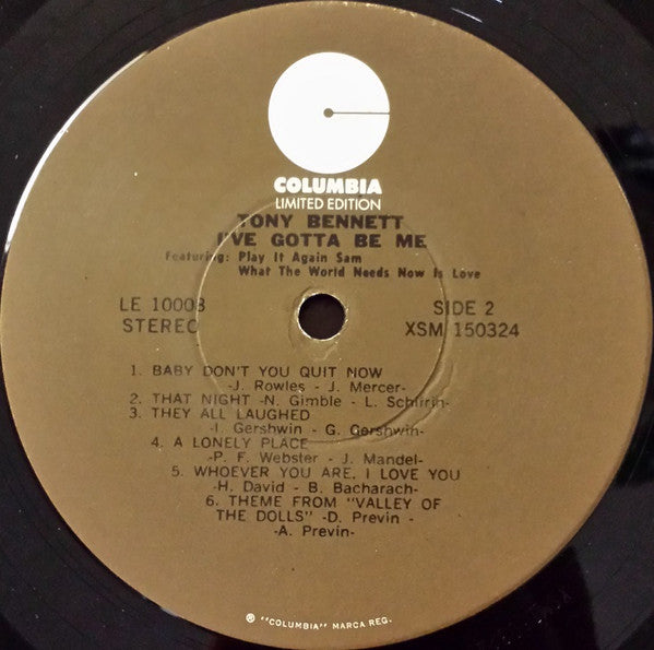 Tony Bennett : I've Gotta Be Me (LP, Album, RE)