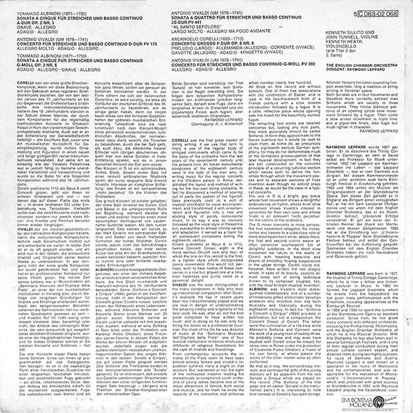 Tomaso Albinoni, Arcangelo Corelli, Antonio Vivaldi / English Chamber Orchestra / Raymond Leppard : Sonaten Und Konzerte (LP, Album)