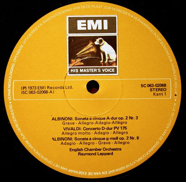 Tomaso Albinoni, Arcangelo Corelli, Antonio Vivaldi / English Chamber Orchestra / Raymond Leppard : Sonaten Und Konzerte (LP, Album)