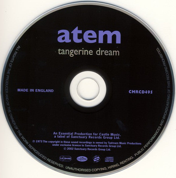 Tangerine Dream : Atem (CD, Album, RE, RM, RP)