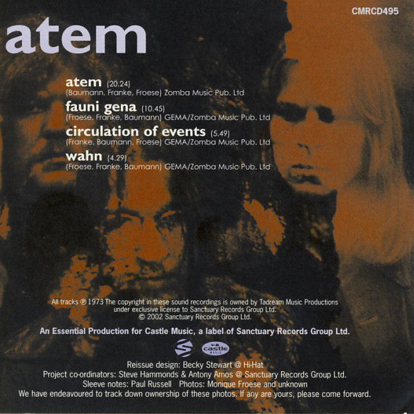 Tangerine Dream : Atem (CD, Album, RE, RM, RP)