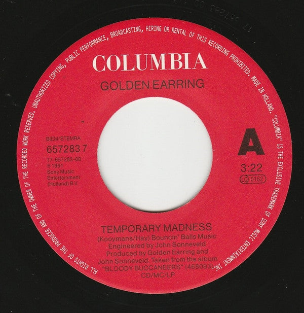 Golden Earring : Temporary Madness (7", Single)