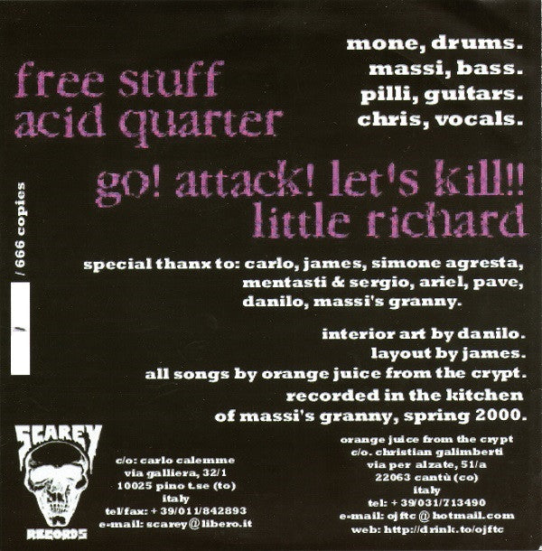 Orange Juice From The Crypt : A Dinner With Us (7", EP, Ltd, Num, Pin)