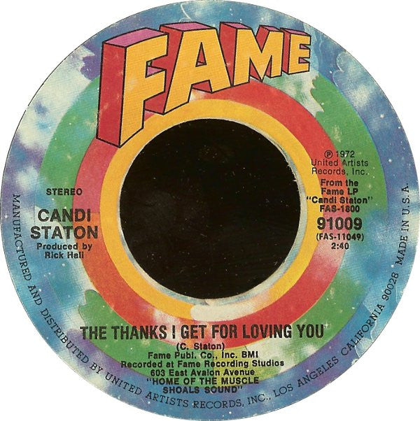 Candi Staton : Do It In The Name Of Love / The Thanks I Get For Loving You (7", Styrene)