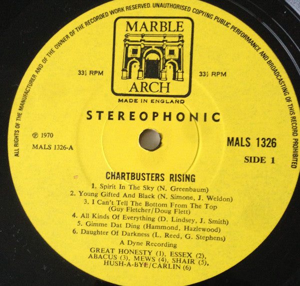 Unknown Artist : Chartbusters Rising (LP, Comp)
