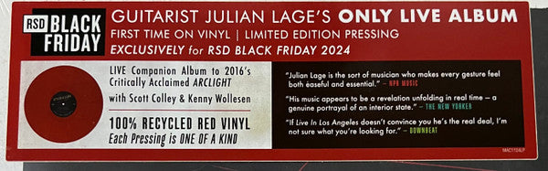 Julian Lage : Live In Los Angeles (LP, RSD, Ltd, Red)