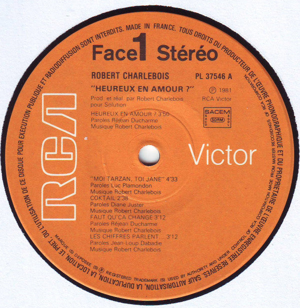 Robert Charlebois : Heureux En Amour ? (LP, Album)